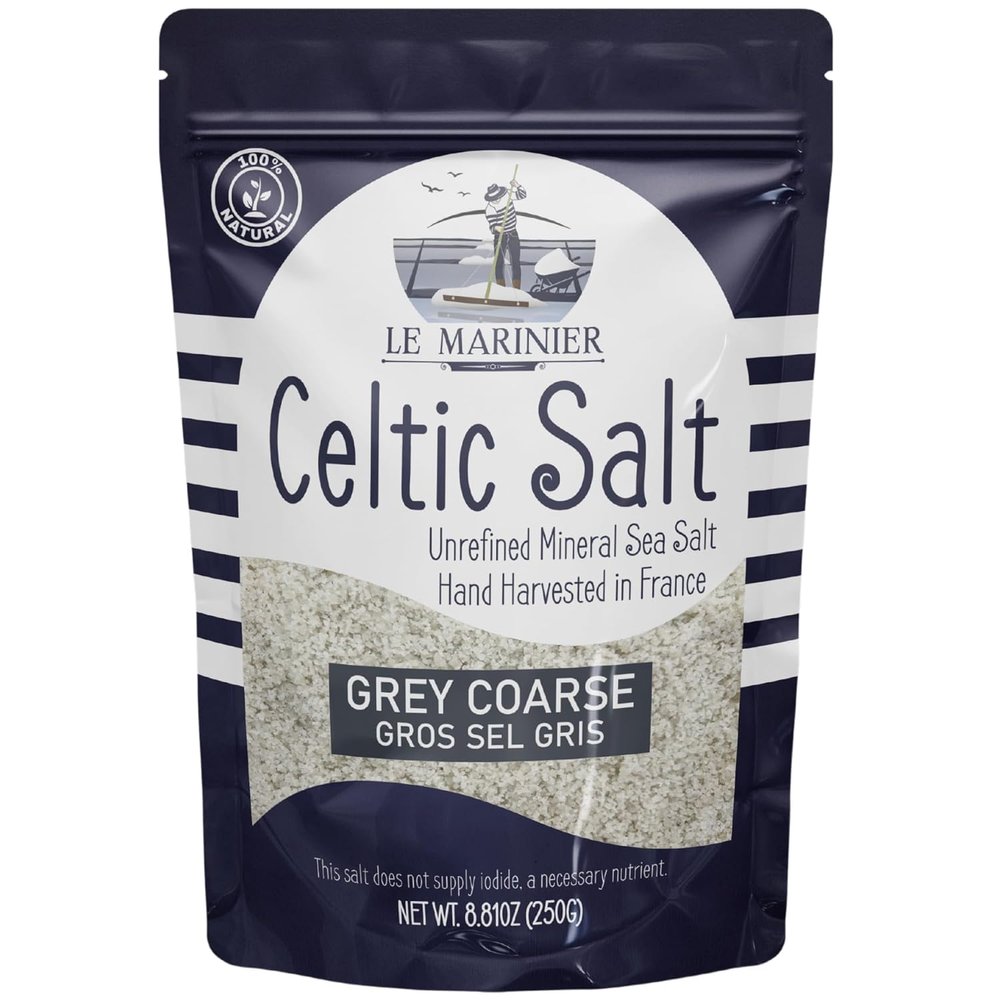 Le Marinier Celtic Salt Organic Grey Coarse, 0.6lb 8.81oz. 100% Natural and Unrefined. French Sea Salt Mineral Rich. Hand Harvested Mineral Salt, Sel Gris (0.6lb Grey Coarse)