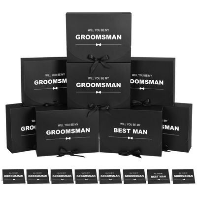 8Pack Groomsmen Proposal Box with Card (7 Groomsmen Boxes,1 Best Man Box) , 10.67.93.1 Inch Groomsmen Gift Box with Ribbon, Will You Be My Groomsman Box, Wedding Gift Box for Groomsmen Proposal Gift