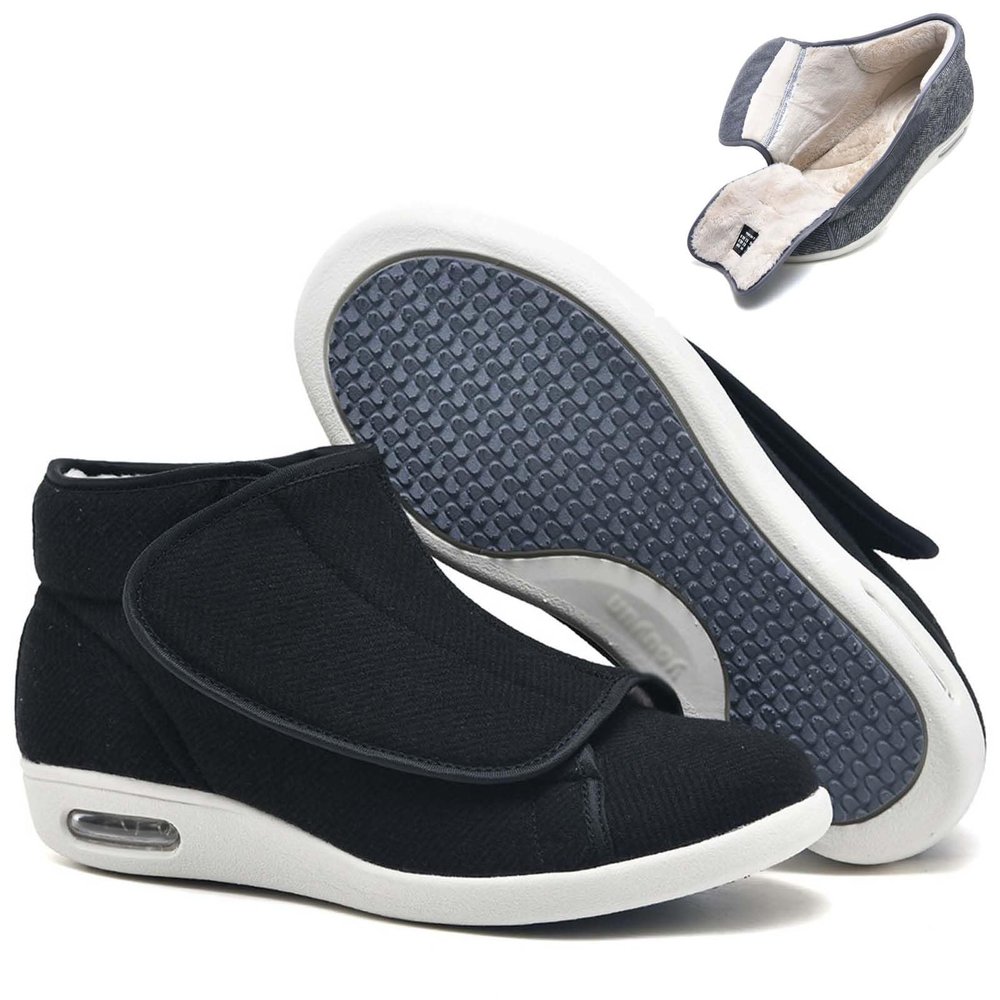 bumuam Mens Diabetic Edema Shoes Extended Widths,Winter Warm Fuzzy Memory Foam Diabetic Shoes Comfy Arthritis Edema House Slippers Men 8/Women 9