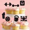 Ercadio 24 Pack Gym Workout Cupcake Toppers Glitter Biceps Dumbbells Kettlebells Abodominal Stay Strong Bodybuilding Cupcake Picks Fitness Themed Birthday Party Cake Decorations Supplies view 3