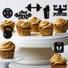 Ercadio 24 Pack Gym Workout Cupcake Toppers Glitter Biceps Dumbbells Kettlebells Abodominal Stay Strong Bodybuilding Cupcake Picks Fitness Themed Birthday Party Cake Decorations Supplies view 4