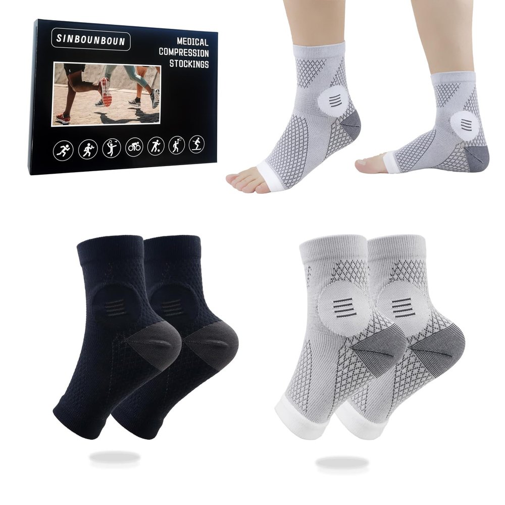 2 Pairs Mixed Colors Neuropathy Socks For Women & MenNano Neuropathy SocksDiabetic Open Toe Foot Sleeves Elastic SockCompression SocksSleep Socks