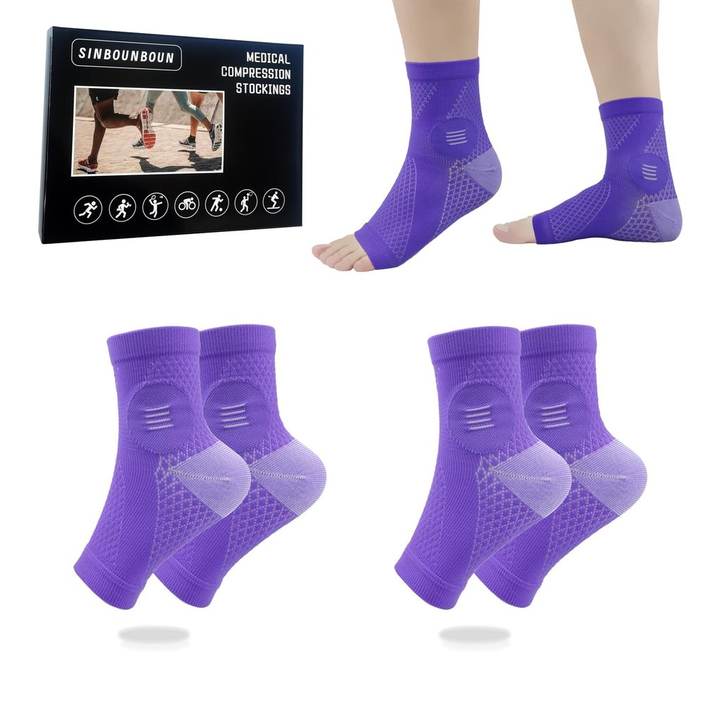 SINBOUNBOUN 2 Pairs Mixed Colors Neuropathy Socks For Women & MenNano Neuropathy SocksDiabetic Open Toe Foot Sleeves Elastic SockCompression SocksSleep Socks