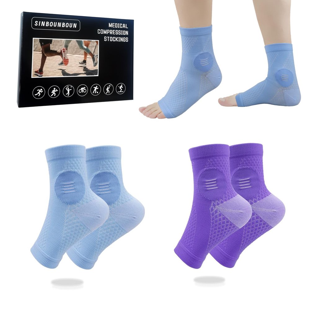2 Pairs Mixed Colors Neuropathy Socks For Women & MenNano Neuropathy SocksDiabetic Open Toe Foot Sleeves Elastic SockCompression SocksSleep Socks