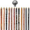 Wooden Walking Sticks and Canes Travel Collapsible for Men Women Seniors Hiking with Brass Globe Handle (Silver Polished, AANWS-140) (WS-10) view 1
