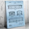 Burial Casket Canvas Print, Funeral Director, Mortician Gift, Funeral Home Art, Coffin Blueprint, Embalming Room Art Blue Steel (9 inch x 12 inch) view 1