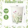 AimFun Floral Party Cups Vintage Botanical Paper Cups 9oz Wildflower Herb Beverage Disposable Drinking Cups for Birthday Bridal Shower Easter Party Supplies (100, Vintage Botanical) view 2