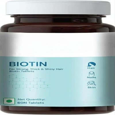 Vishopy Biotin 10000mcg, Supplement for Hair Growth, Strong Hair and Glowing Skin, Fights Nail Brittleness,60 Biotin Tablets (Pack of 1)