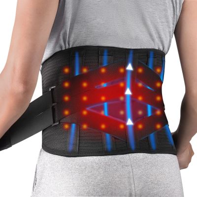Heated Back Brace For Lower Back Pain Relief Men Women Lumbar Support Heating Compression Waist Support Belt With Rechargeable Heating Pad To Protect Waist (Color : Black, Size : Large(41'-49'))