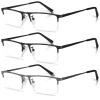 Anourney 3-Pack Reading Glasses for Men, Lightweight Metal Half Frame Blue Light Blocking Computer Readers, Stylish Filter UV Ray/Computer Glare with Spring Hinge Eyeglasses(2 Black+1 Gray,+1.25) view 1
