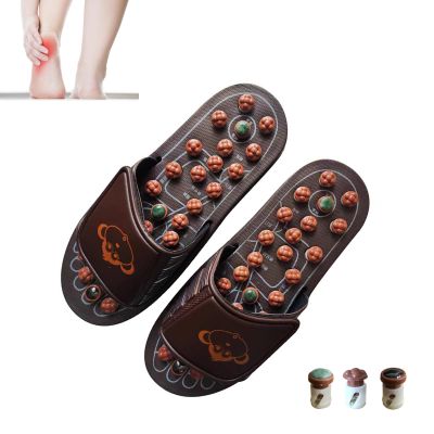 Acupressure Massage Slippers Plantar Fasciitis Relief Foot Massager, Non-Slip Reflexology Foot Acupoint Massage Sandals to Relieve Neuropathy Pain for Elderly (Small(Women7-8.5 Men6-7),Brown)