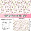 100 Sheets Pink Magnolia Flowers Printed Tissue Paper Floral Pattern and Leaves Art Decorative Tissue for Gift Wrapping Supplies view 2