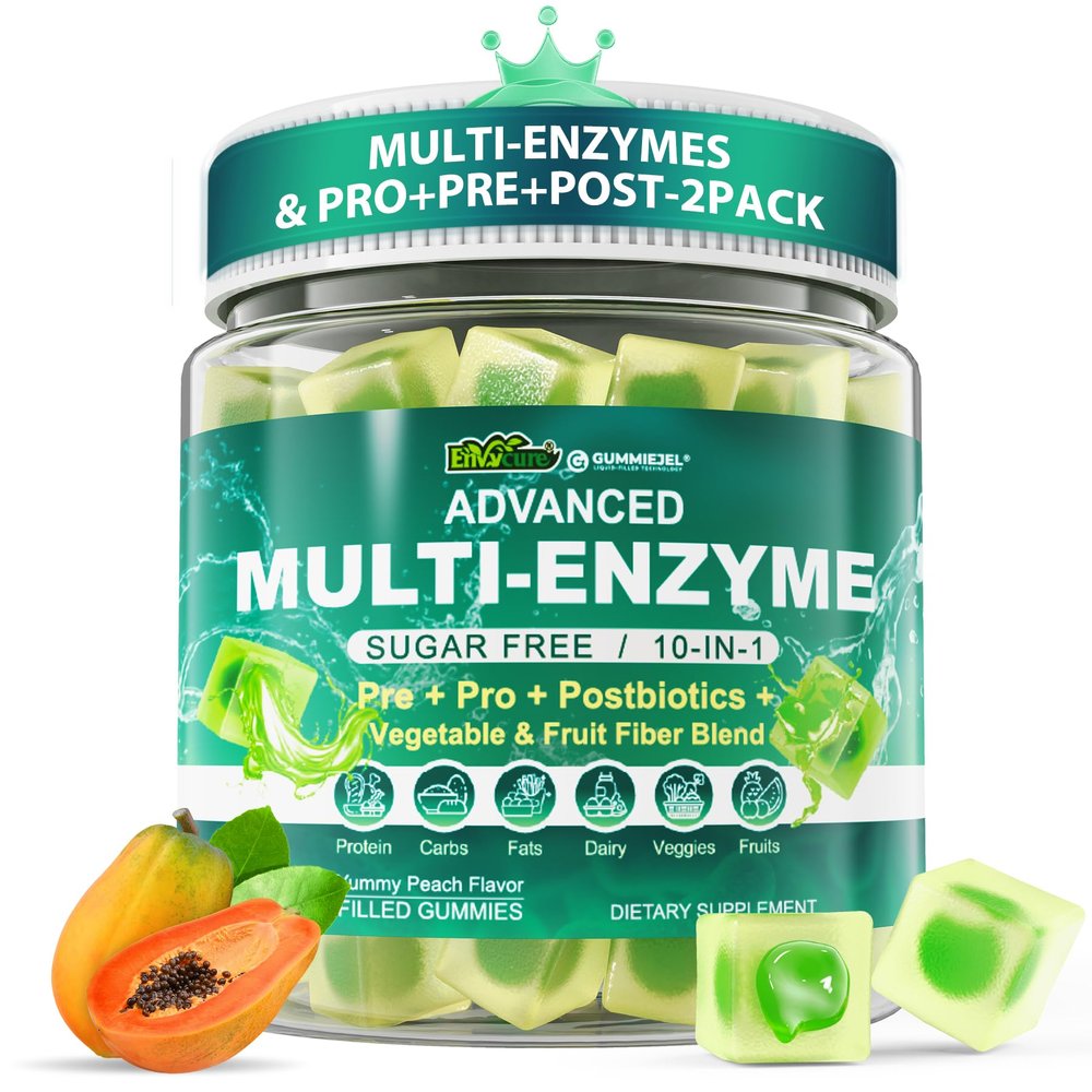 2Pack Digestive Enzymes Gummies for Women & Men, Multi-Enzymes with 90Billion CFU Probiotics and Prebiotics & Postbiotic, Vegetable & Fruit Fiber Blend, Super Enzymes for Digestive & Gut Health,Immune