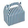 Bio Tek 6 x 3.5 x 3.5 Inch Gable Boxes For Party Favors, 25 Attractive Gift Boxes - Striped Design, With Built-In Handle, Blue And White Paper Barn Boxes, Disposable, For Parties view 2