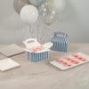 Bio Tek 6 x 3.5 x 3.5 Inch Gable Boxes For Party Favors, 25 Attractive Gift Boxes - Striped Design, With Built-In Handle, Blue And White Paper Barn Boxes, Disposable, For Parties view 3