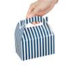 Bio Tek 6 x 3.5 x 3.5 Inch Gable Boxes For Party Favors, 25 Attractive Gift Boxes - Striped Design, With Built-In Handle, Blue And White Paper Barn Boxes, Disposable, For Parties view 4