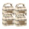 Bio Tek 4 x 2.5 x 2.5 Inch Gable Boxes For Party Favor, 25 Attractive Gift Boxes - Built-In Handle, Plaid Pattern, Paper Barn Boxes, Disposable, For Parties view 1