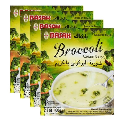 4 Pack Basak Broccoli Cream Soup Middle East Arab Eastern Gulf Arabic Natural Herbal Herb Herbs Mix Seasoning Spice Spices Cooking Kosher Halal (8.46 oz / 240 gm)     