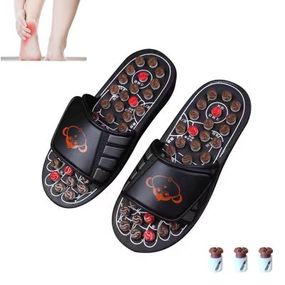 Acupressure Massage Slippers Plantar Fasciitis Relief Foot Massager, Non-Slip Reflexology Foot Acupoint Massage Sandals to Relieve Neuropathy Pain for Elderly (X-Large(Women12-13 Men11-12),Black)