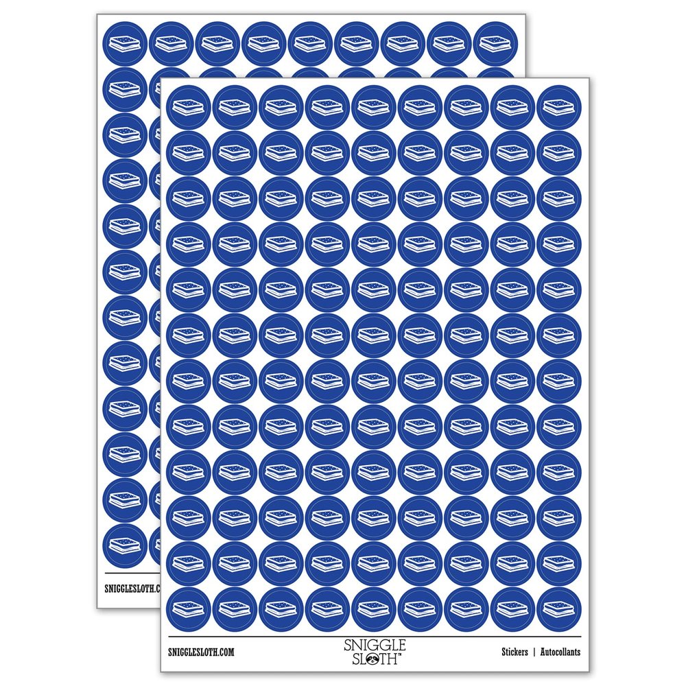 S'Mores Graham Cracker Chocolate Marshmallow Campfire Snack 200+ Round Stickers - Gloss Finish - 0.50" Size - Dark Blue