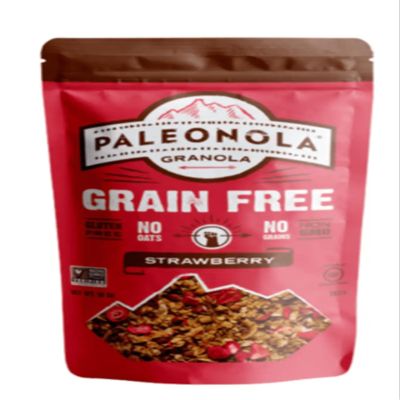 Paleonola  Grain Free Granola Strawberry Flavor  Non-GMO, Grain, Soy, Gluten, Dairy Free  Low Carb Protein Snack For A Healthy Breakfast