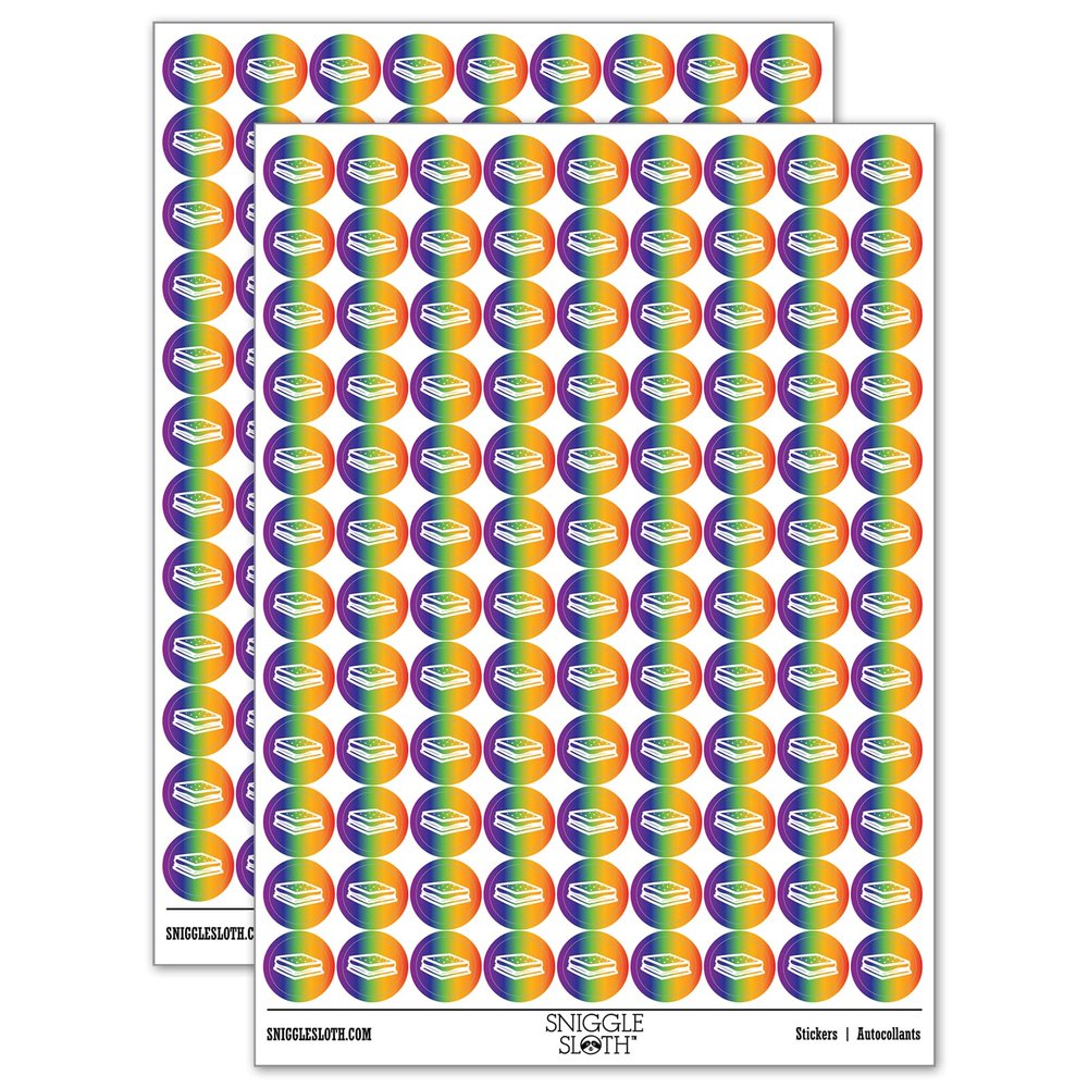S'Mores Graham Cracker Chocolate Marshmallow Campfire Snack 200+ Round Stickers - Gloss Finish - 0.50" Size - Rainbow