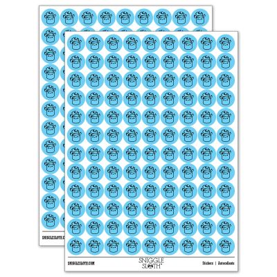 Cute Kawaii Toasted Marshmallow 200+ Round Stickers - Gloss Finish - 0.50" Size - Light Blue