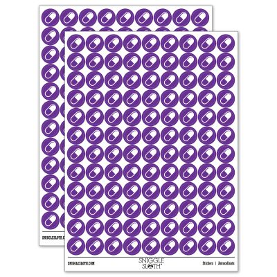 Pill Medicine 200+ Round Stickers - Matte Finish - 0.50" Size - Purple