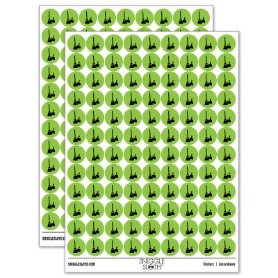 Broom and Dustpan Cleaning 200+ Round Stickers - Matte Finish - 0.50" Size - Light Green