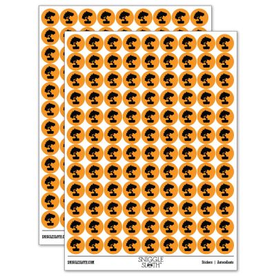 Bonsai Tree Solid 200+ Round Stickers - Matte Finish - 0.50" Size - Orange