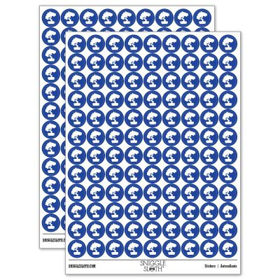 Bonsai Tree Solid 200+ Round Stickers - Matte Finish - 0.50" Size - Dark Blue