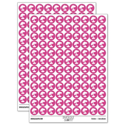Bonsai Tree Solid 200+ Round Stickers - Matte Finish - 0.50" Size - Hot Pink
