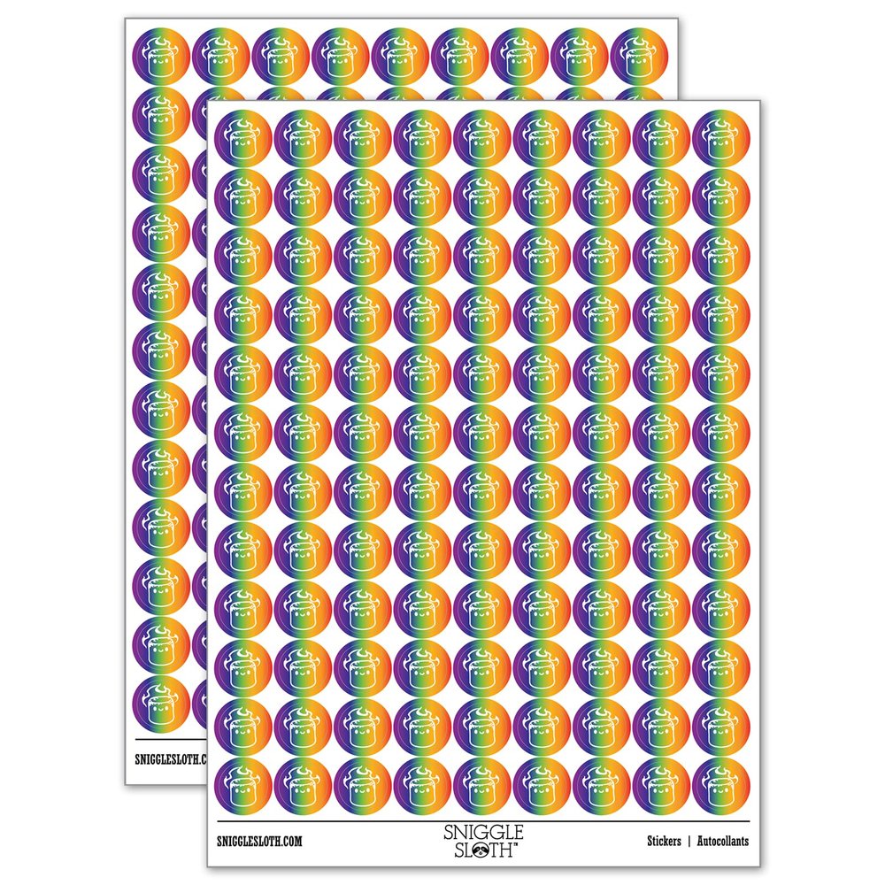Cute Kawaii Toasted Marshmallow 200+ Round Stickers - Matte Finish - 0.50" Size - Rainbow