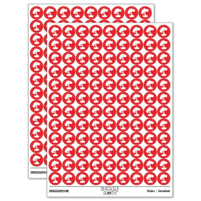 Bonsai Tree Solid 200+ Round Stickers - Matte Finish - 0.50" Size - Red
