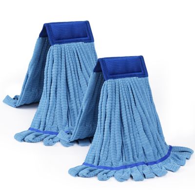 DRKLEAN Large Microfiber Tube Mop Heads,Heavy Duty Mop Head,Highly Absorbent,Commercial Mop Head Replacement,Wet Mop Heads Replacement,for Hardwood, Tile, Laminate Floors (Blue)
