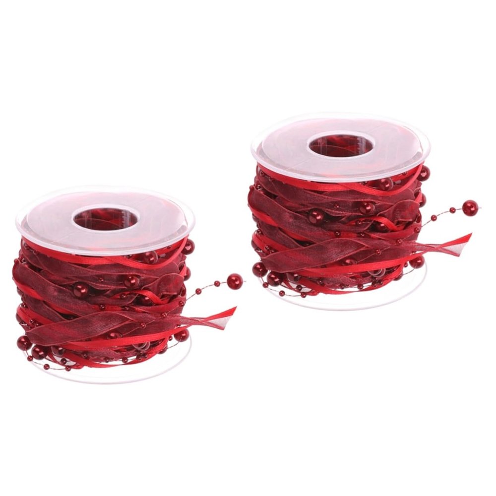 NUOBESTY Rolls Floral Ribbon for Bouquets Decorative Beaded Ribbon Piyester Webbings for Party Wedding Band
