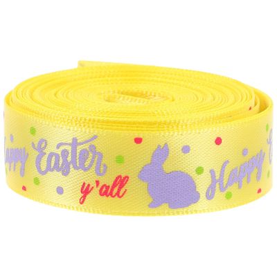1 Roll Easter Spring Pastel Wired Ribbon Rolls Easter Bunny Wired Edge Ribbons Craft Ribbon Decorative Wrapping Ribbons for Wrapping Decoration