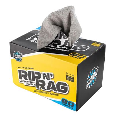 The Rag Company - Rip N' Rag Multi-Purpose Reusable Microfiber Towels for Home, Office, Garage, RV and More - 80 Count Roll - Premium 70/30 Blend - 200gsm