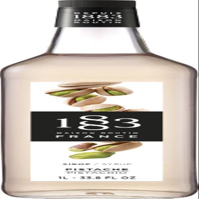 1883 Coffee Syrup, Pistachio Syrup for Drinks, Made in France, 1 Liter Glass Bottle