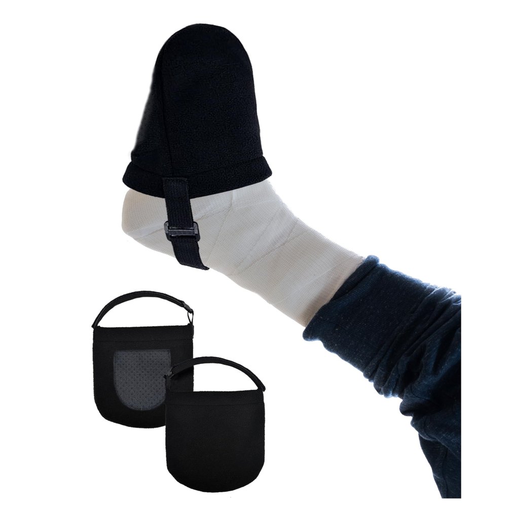 1 Pack Protective Foot Cast Socks Toe Covers Soft Warm Cast Toe Protector Cast Sock Toe Cover for Men and Women, Adjustable Cast Socks for Leg, Foot and Ankle, Socks for Casts Adults (Black)