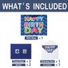13" Large Blue Gift Bag Set with Greeting Card and White Tissue Papers (Laser Foil 'Happy Birthday') for Men's Birthday Party, Boys' or Kids' Parties, Baby Shower, Baby Boy - 13x5.2x10.2, 1 Pcs. view 3