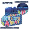 13" Large Blue Gift Bag Set with Greeting Card and White Tissue Papers (Laser Foil 'Happy Birthday') for Men's Birthday Party, Boys' or Kids' Parties, Baby Shower, Baby Boy - 13x5.2x10.2, 1 Pcs. view 4