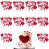10Pcs Valentine's Day Cake Toppers Heart Cake Topper Red Glitter Valentines Cake Topper Love Cake Decorative Party Cake Decoration for Valentine's Day Birthday Gift view 1