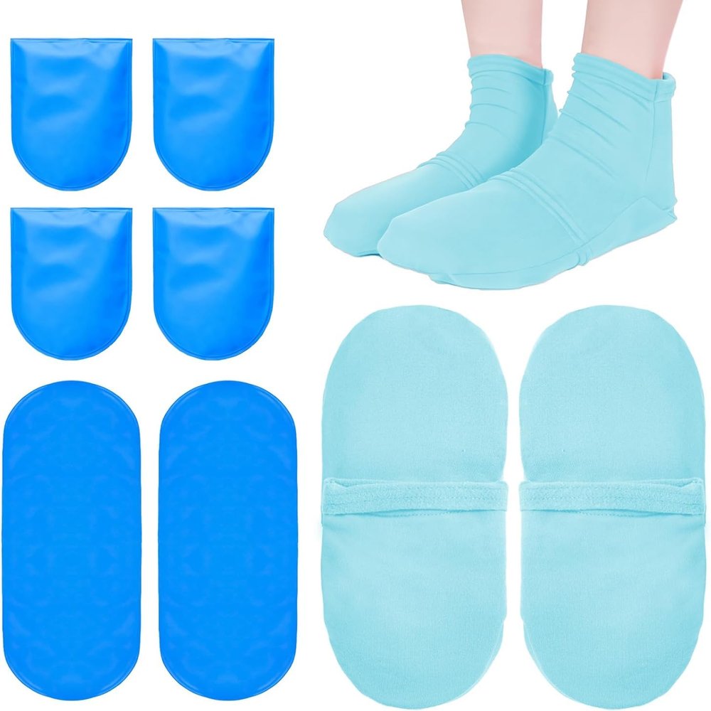 Reusable Cold Therapy Socks, Ice Pack for Feet Heels Injuries Swelling, Hot and Cold Therapy Socks for Plantar Fasciitis Neuropathy Chemotherapy Pain Relief for Foot Ankle (Green)