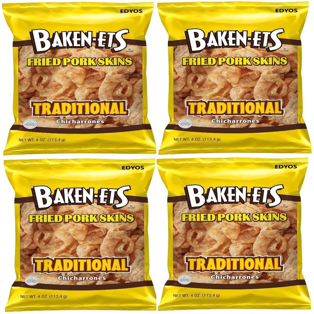 Fried Pork Skins, Traditional, 4 oz. (Pack of 4)