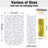 ZIMCEMS 50Pcs 12X16 inch Bottom Gusset Bags Silver Star Printed Clear Cellophane Gift Wrap Bags Basket Wrapping Large Cello Bags for Treats Mug with 5" Twist Ties view 2