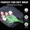 ZIMCEMS 50Pcs 12X16 inch Bottom Gusset Bags Silver Star Printed Clear Cellophane Gift Wrap Bags Basket Wrapping Large Cello Bags for Treats Mug with 5" Twist Ties view 3