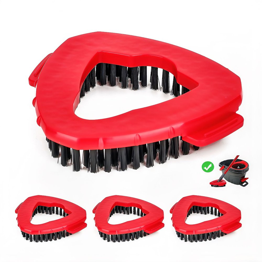 4 Pack Spin Mop Heads Replacement Compatible with EasyWring 1-Tank System,Scrubber Mop Head Brush,Hard Bristle Cleaning Brush for Kitchen Bathroom Tile(Not for 2-Tank)