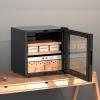 27L Humidor Cabinet Electric Humidity Control Cigar Cabinet Cooler 260 Capacity Cigar Fridge Humidor Accessory with 3 Layer Spanish Cedar Wood Shelves And Drawer, White view 2