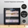 27L Cigar Humidor Cabinet Electric Cooling And Humidity Control 260 Capacity Cigar Humidor Cedar Fridge with 3 Layer Spanish Cedar Wood Shelves And Drawer, Black view 3